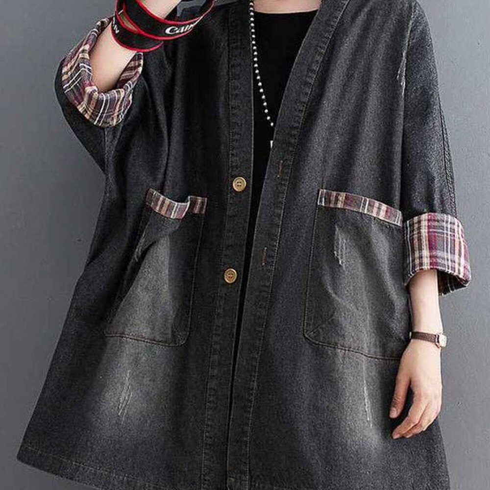 Loose Buttoned Denim Coat